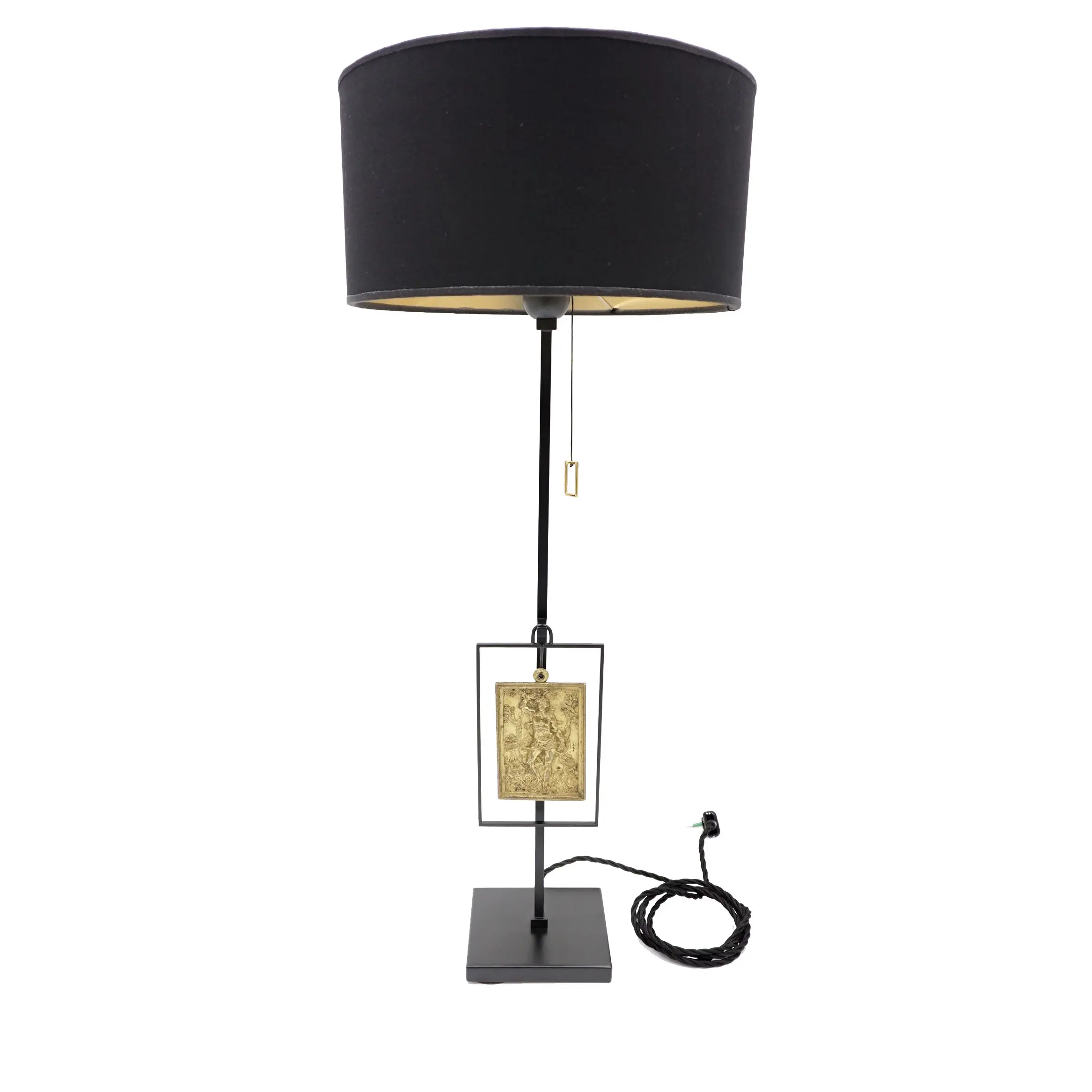 "Masterpieces of light" brass table lamp with S. Sebastiano bronze plaque XVII° — image 1