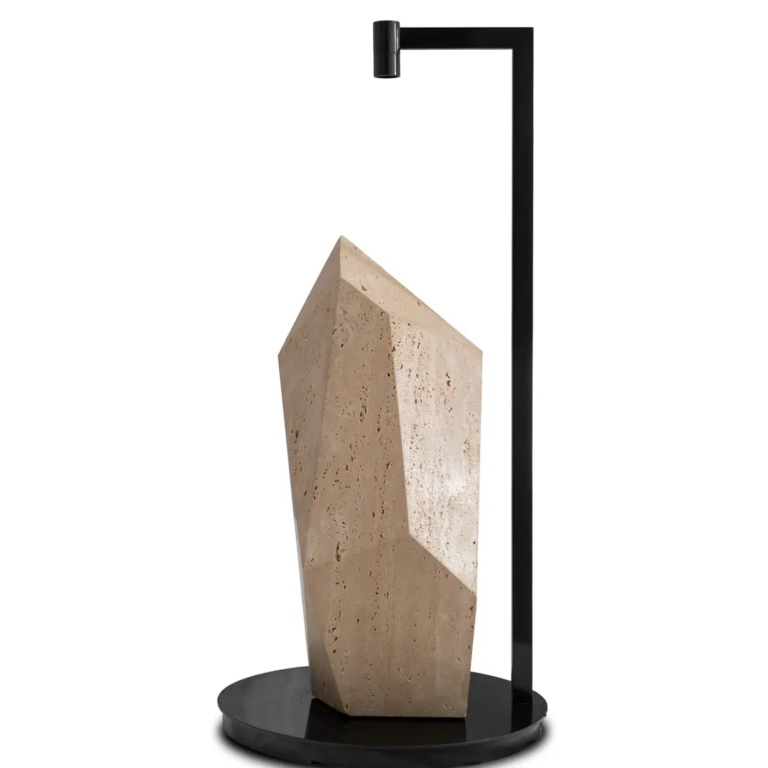 Lorenzo Ciompi "Roman Polyhedrum" Marble and Bronze Sculptural Table Lamp, 2023 — image 1
