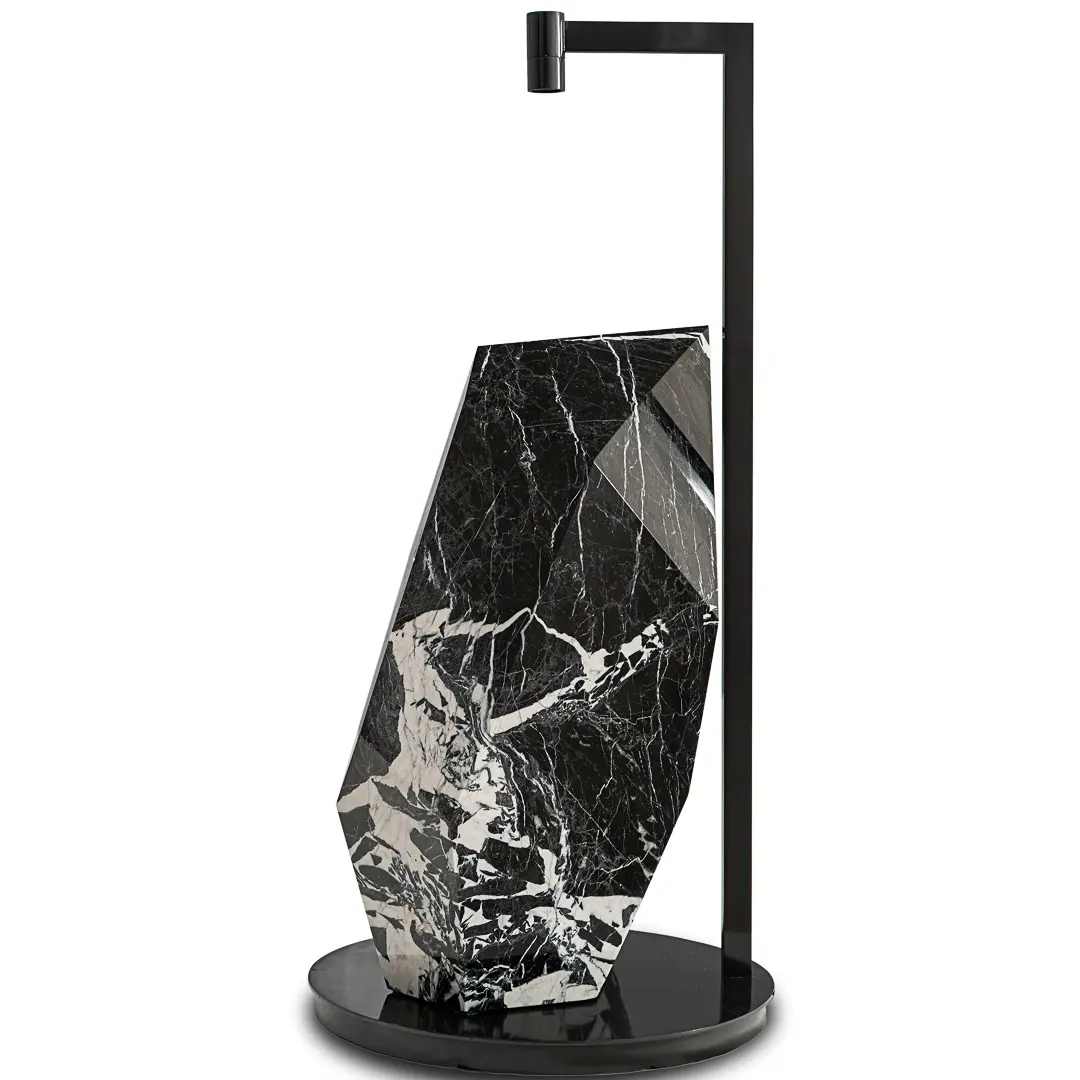 Lorenzo Ciompi "Black Polyhedrum" Marble and Bronze Sculptural Table Lamp, 2023 — image 3