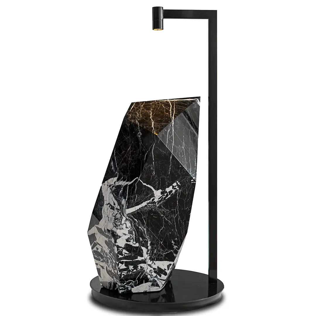 Lorenzo Ciompi "Black Polyhedrum" Marble and Bronze Sculptural Table Lamp, 2023 — image 1