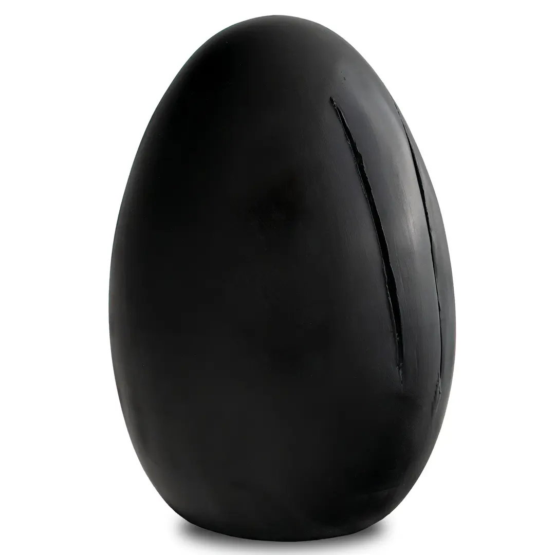 "THE END OF GOD" sculptural black ceramic table lamp, tribute to Lucio Fontana — image 1