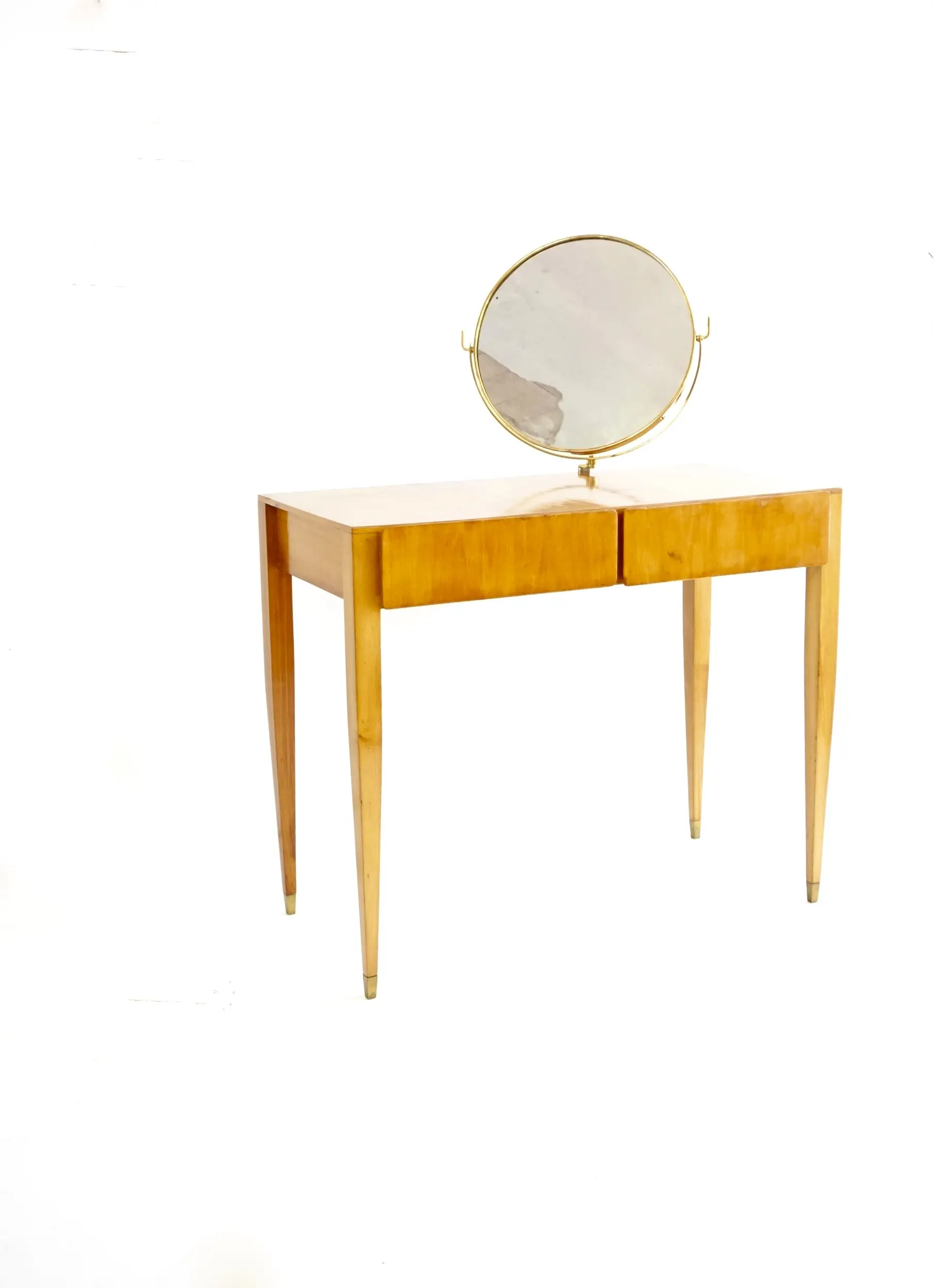 Gio Ponti Vanity desk with a brass circular mirror from Hotel Royal Naples, 1955 — image 1
