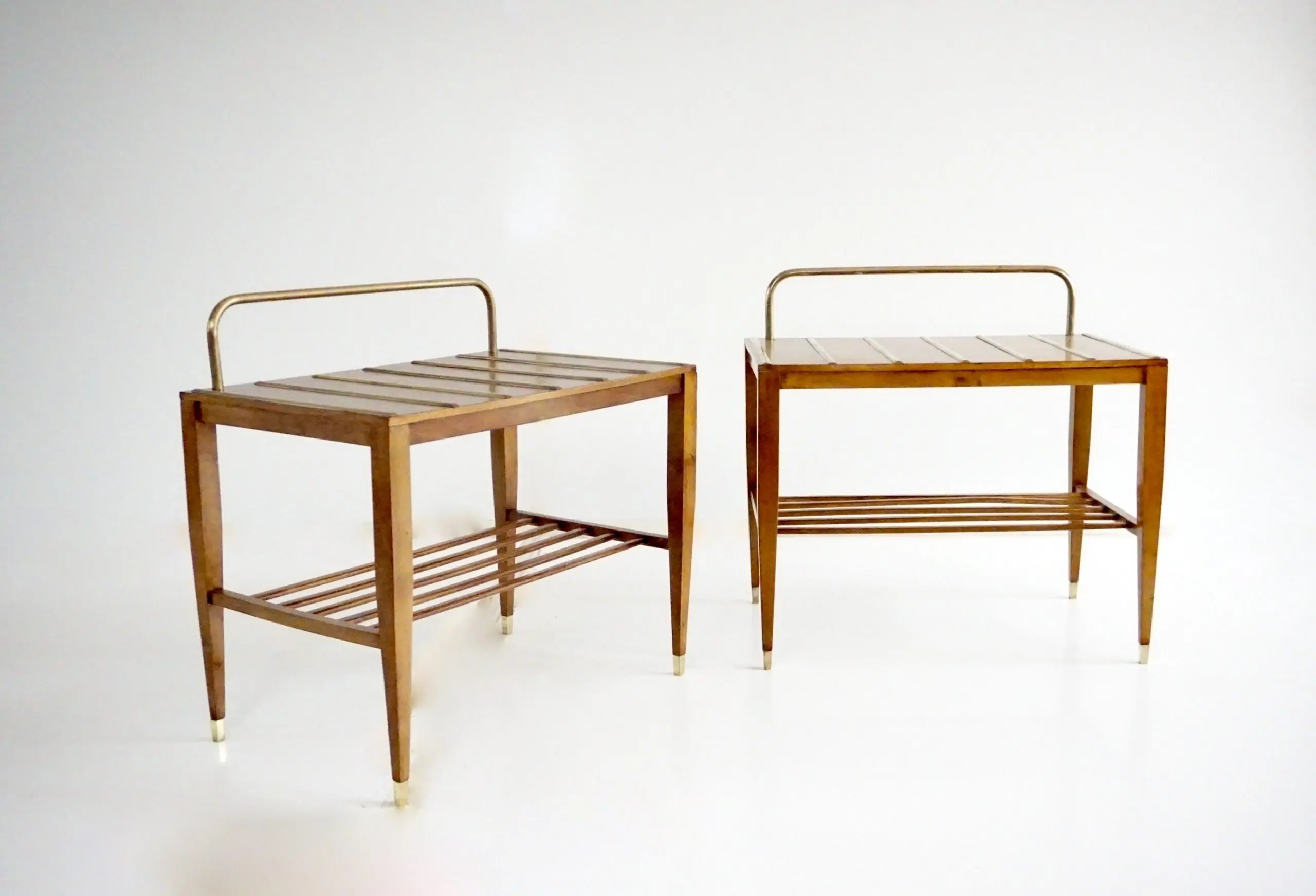 Pair of Gio Ponti Walnut Side Tables, Luggage Racks for Hotel Royal Naples, 1955 — image 1