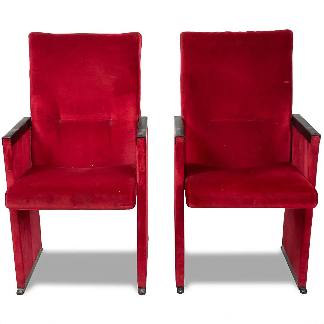 Set of 12 Red Velvet Carlo Scarpa Theatre Chairs, from the Auditorium Roma, 1960 — image 1