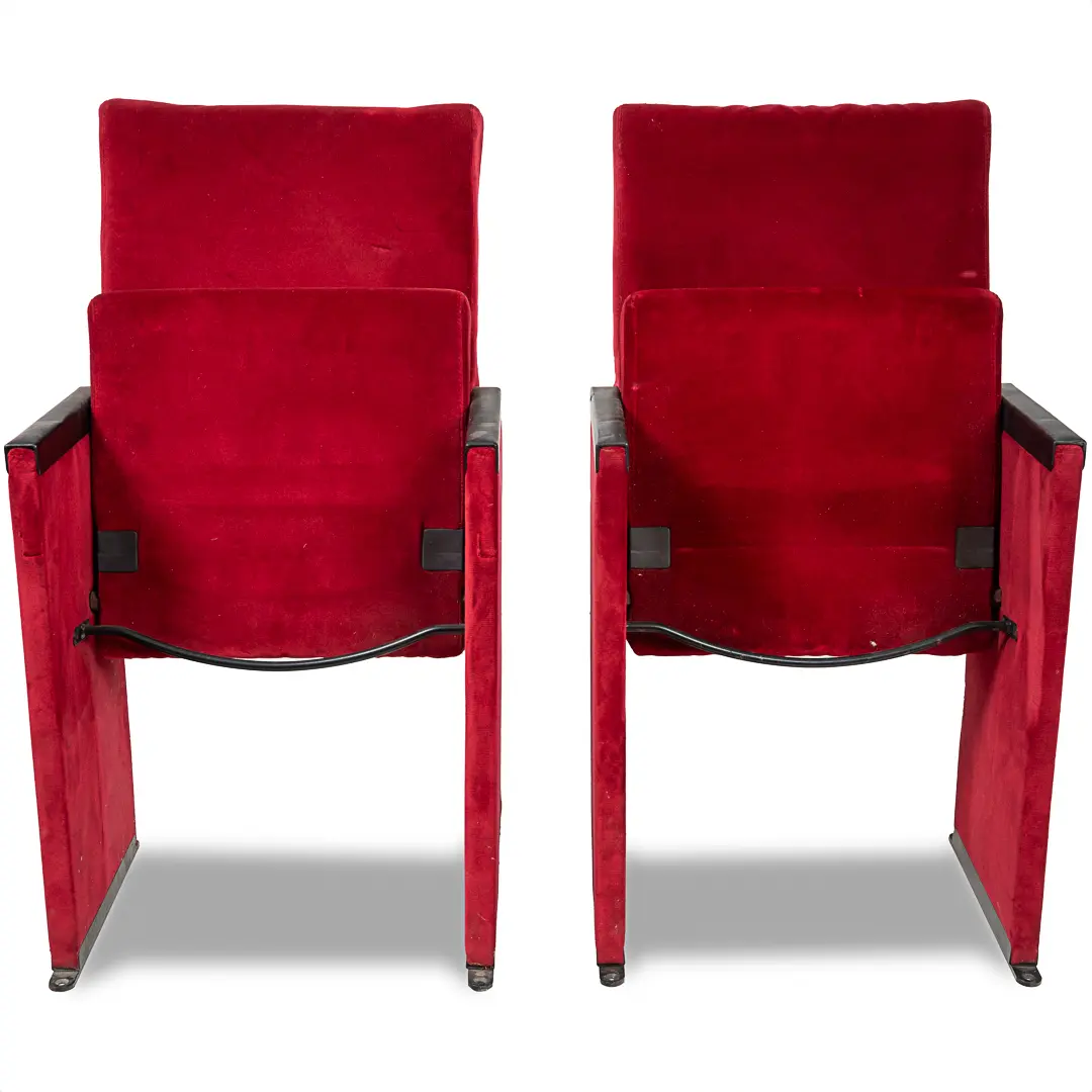 Set of 12 Red Velvet Carlo Scarpa Theatre Chairs, from the Auditorium Roma, 1960 — image 2