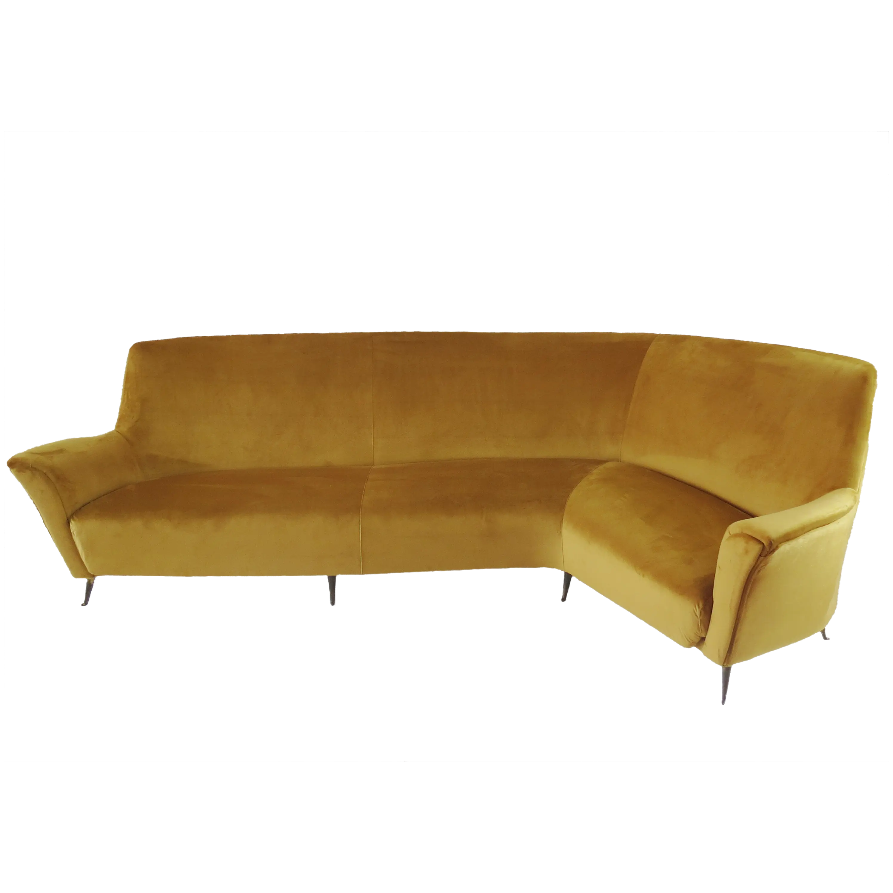Rare Ico & Luisa Parisi Large Gold Yellow Velvet Curved Sofa by Isa, circa 1952 — image 1