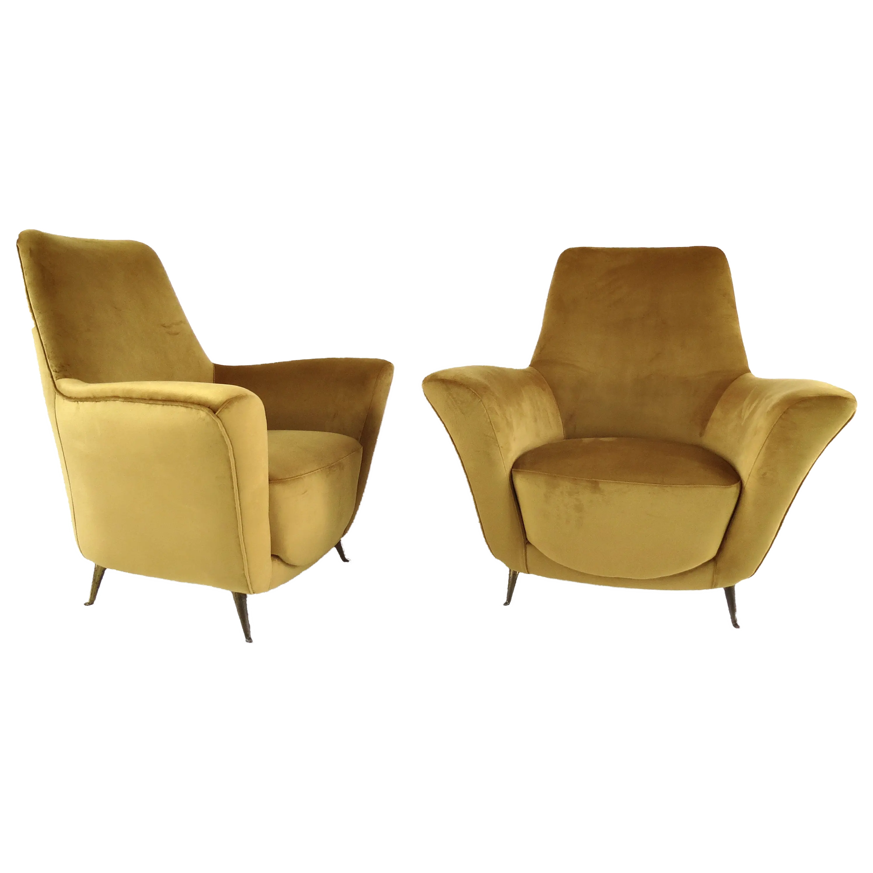 Pair of Rare Gold Ico & Luisa Parisi Armchairs by Isa, 1952 — image 1