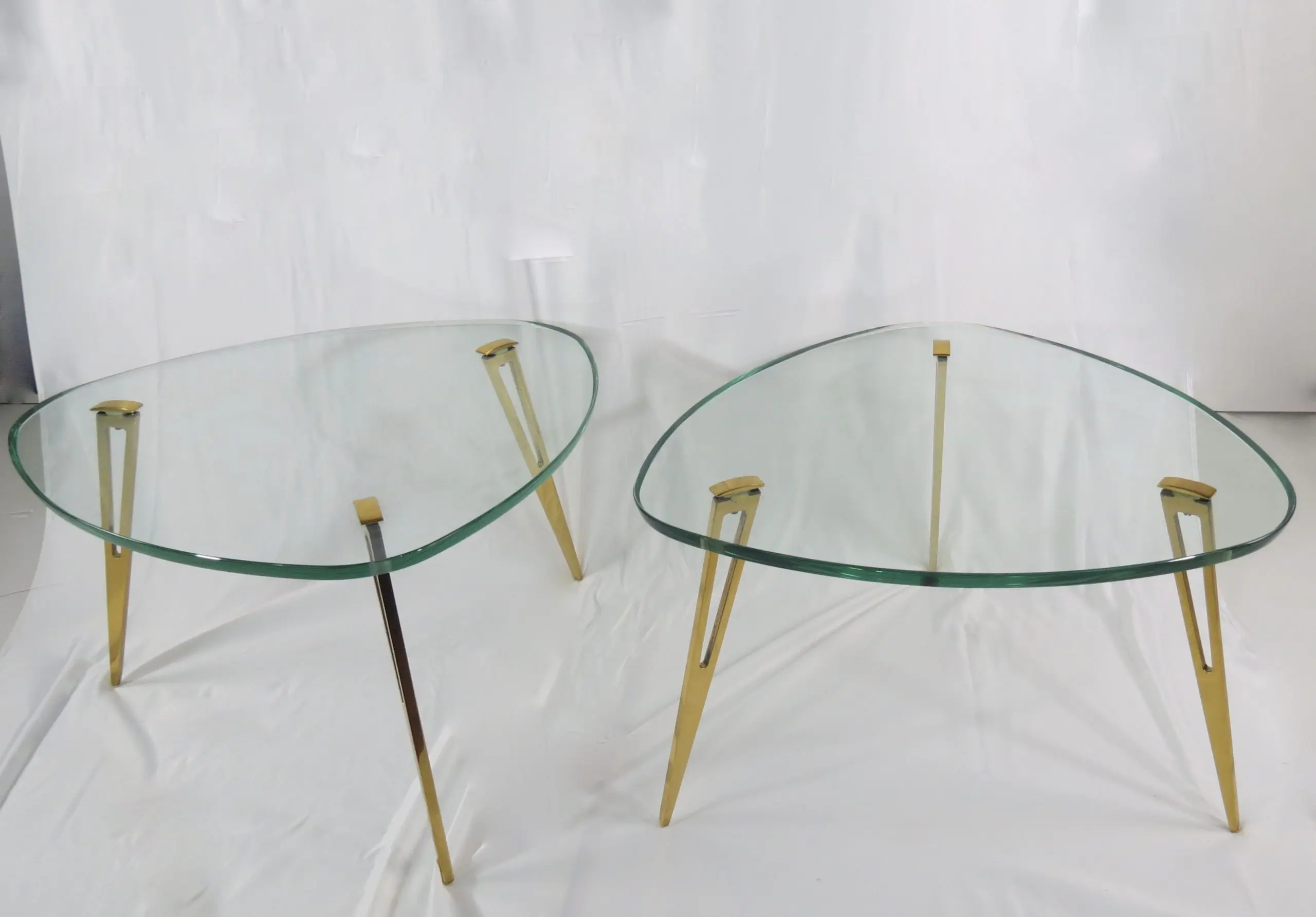 Pair of Rare Glass and Bronze Side Tables Three Feet,Fontana Arte,1950 — image 2
