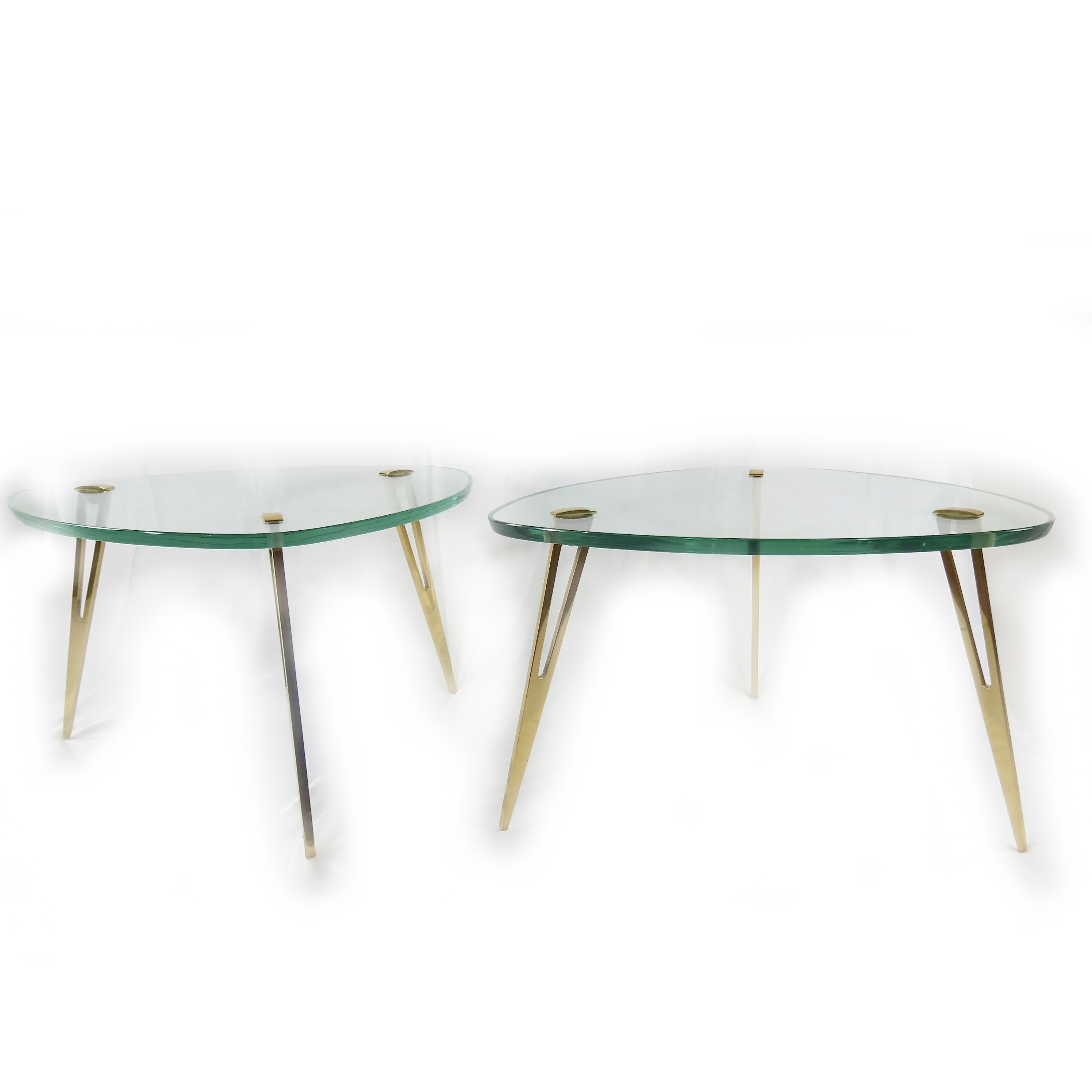 Pair of Rare Glass and Bronze Side Tables Three Feet,Fontana Arte,1950 — image 1