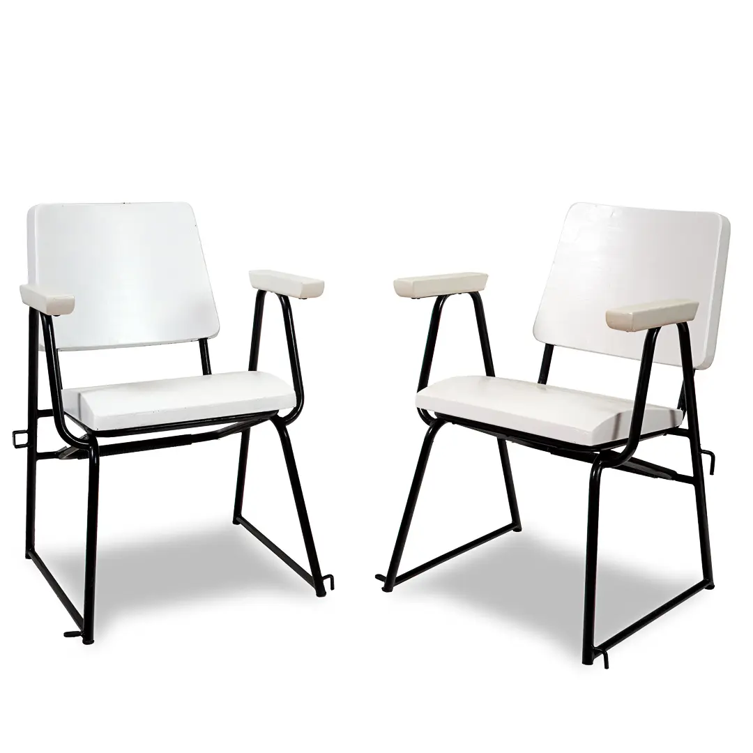 Set of 12 Attr. Studio BBPR Armchairs Withe Laquered Wood Torino 1945 — image 2
