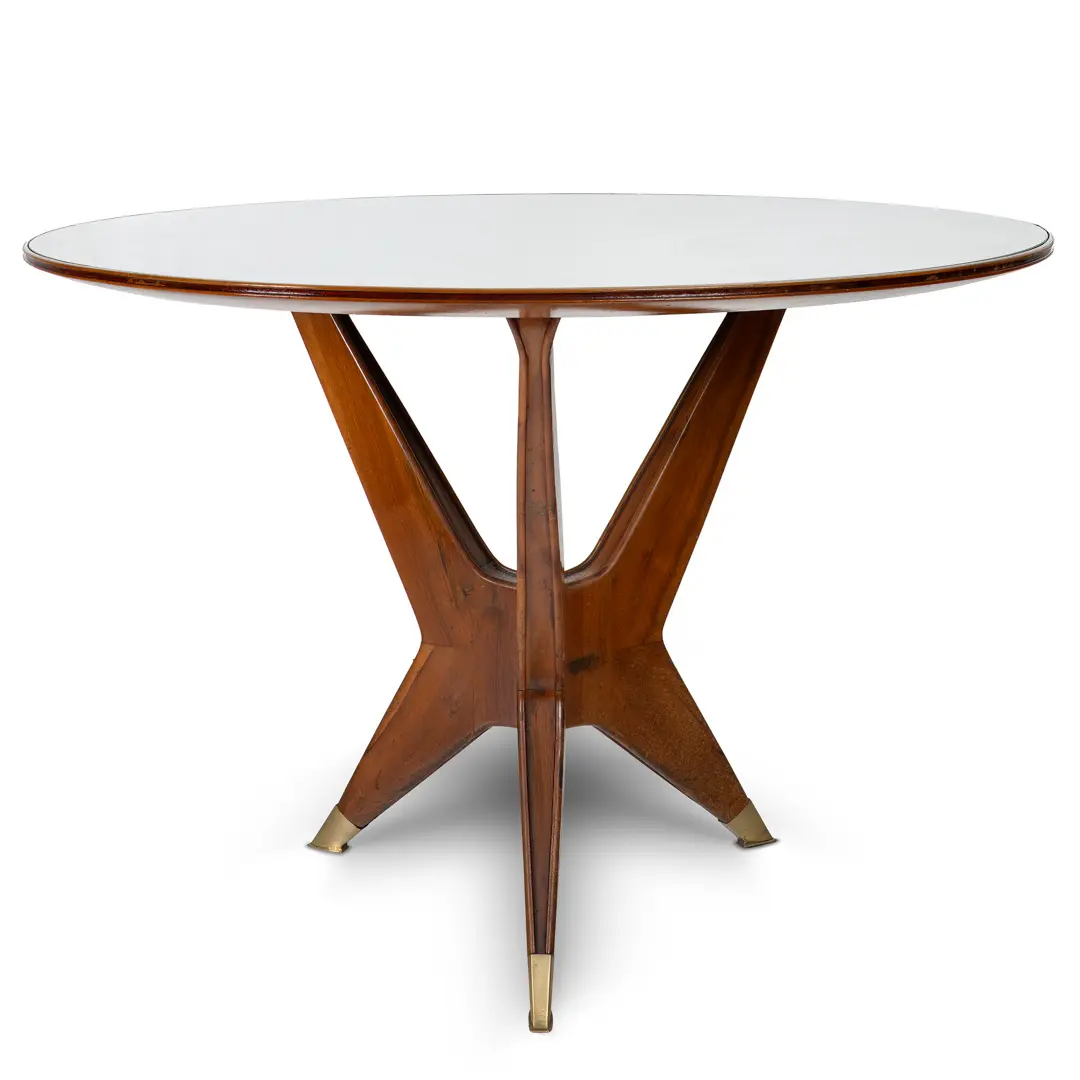 Ico Parisi Round Walnut Dining Table, Three Feet, 1950 — image 2