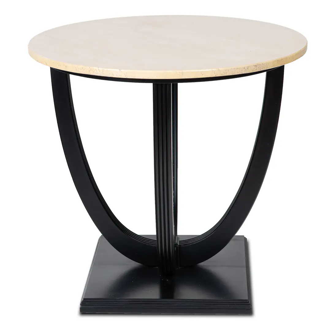 Round Deco Coffee Table Black Laquered from Excelsior Hotel Gallia, 1932 — image 1