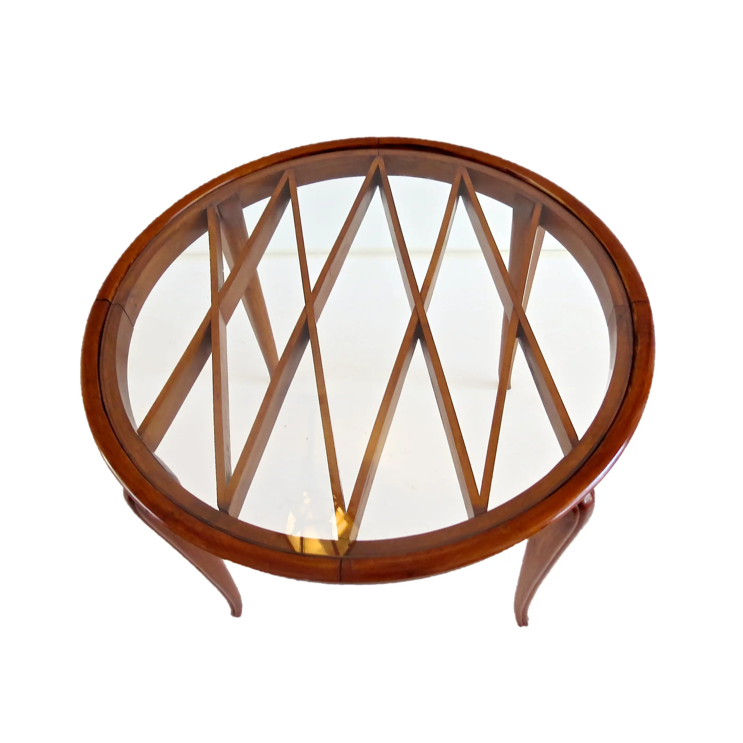 Grid Pattern Walnut Coffee Table Style Gio Ponti, 1940 — image 1