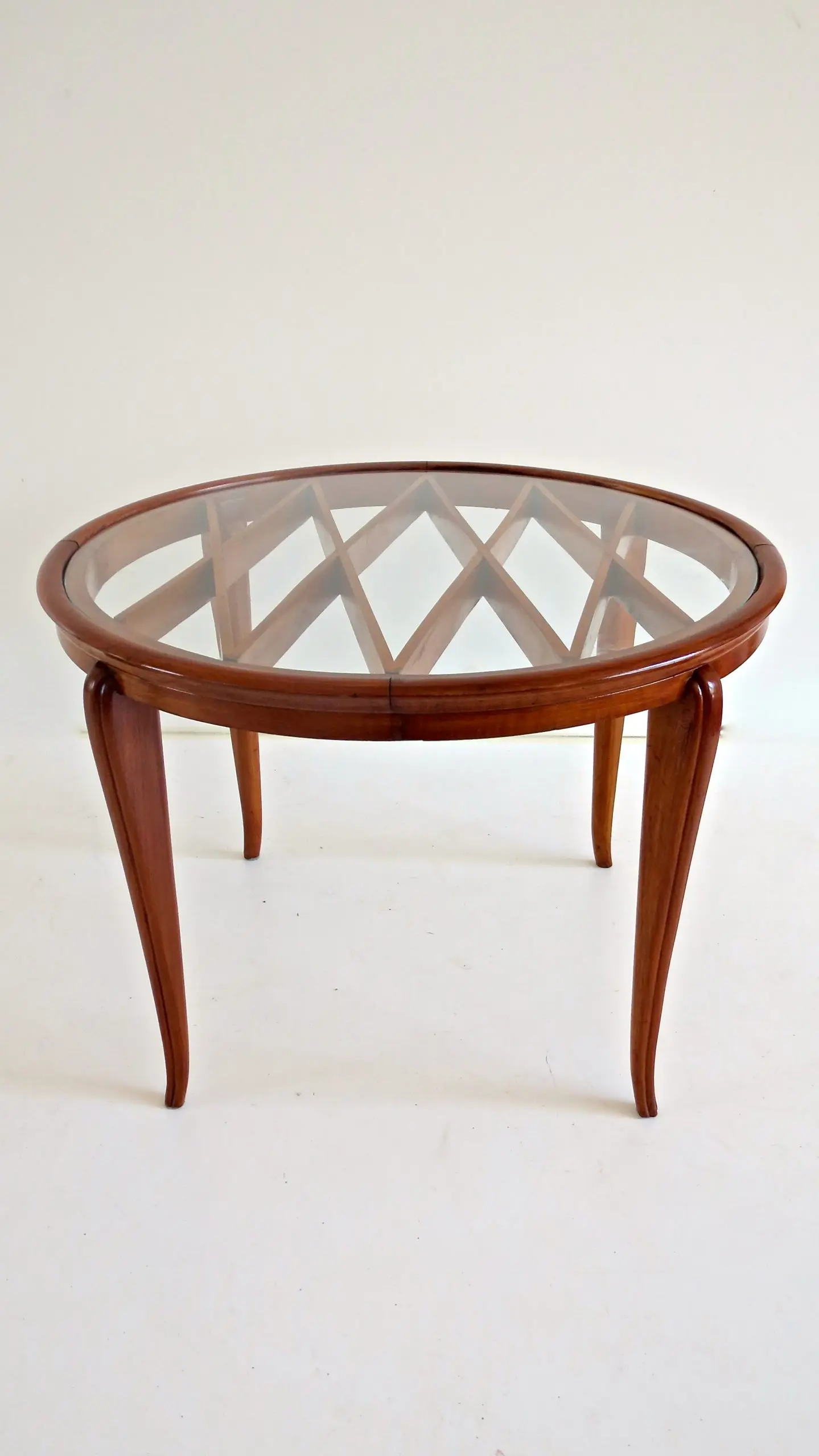 Grid Pattern Walnut Coffee Table Style Gio Ponti, 1940 — image 2