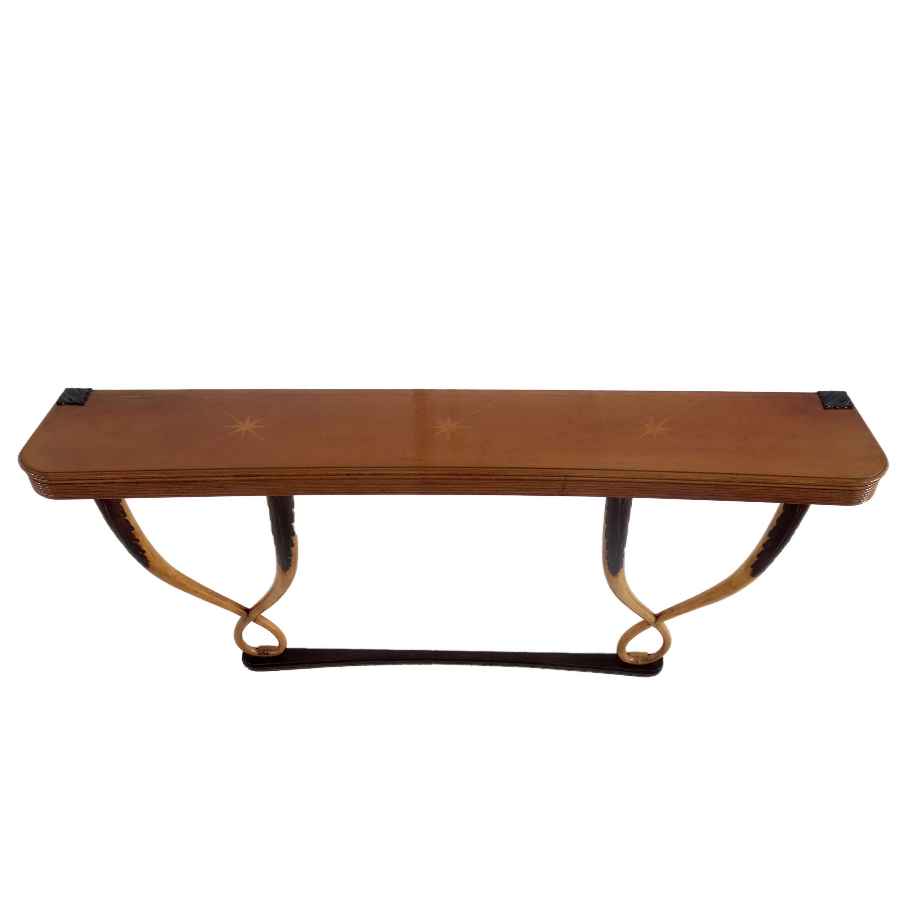 Large Important Inlaid Cherrywood Wall Console Tomaso Buzzi Attributed, c. 1940 — image 1