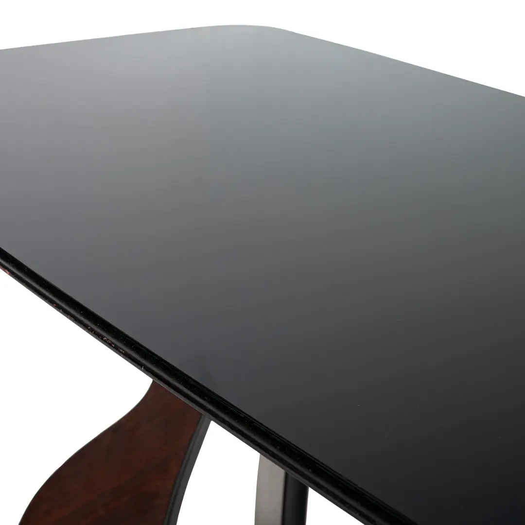 Italian Modern Rosewood Dining Table, black opaline glass top, circa 1940 — image 3