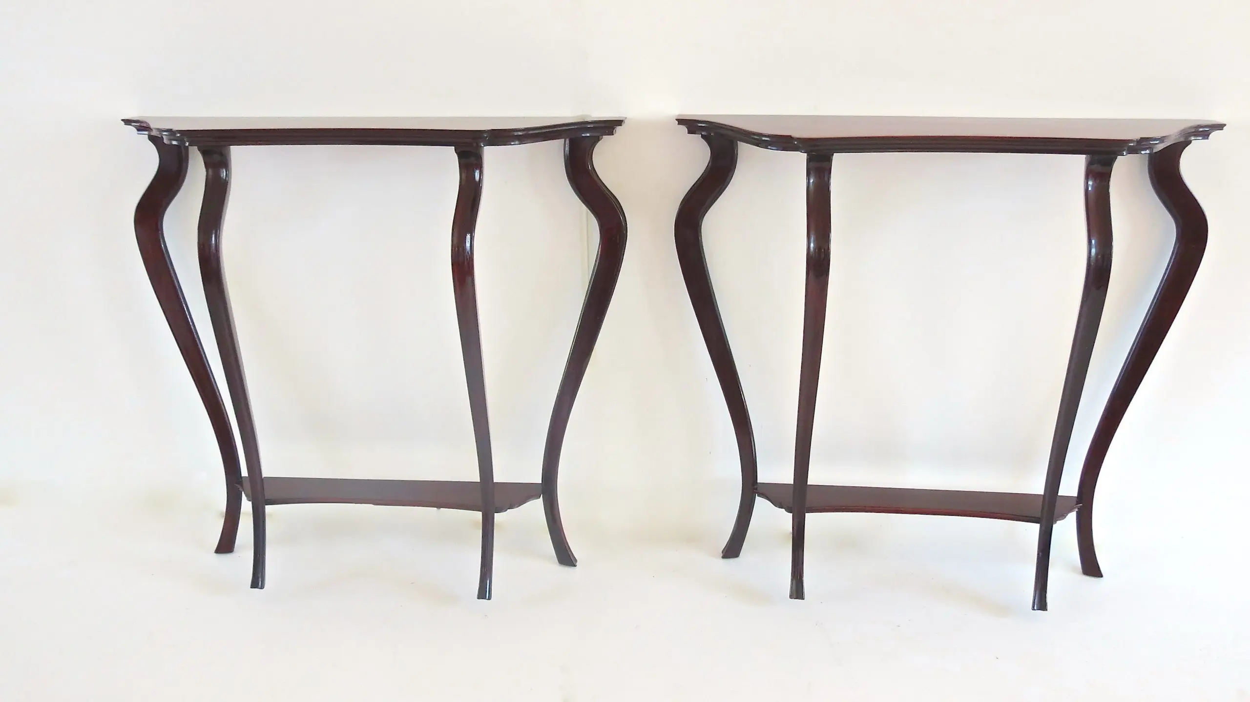 Pair of Unique Walnut Curved Console by Arch. Tempestini, 1951 — image 2