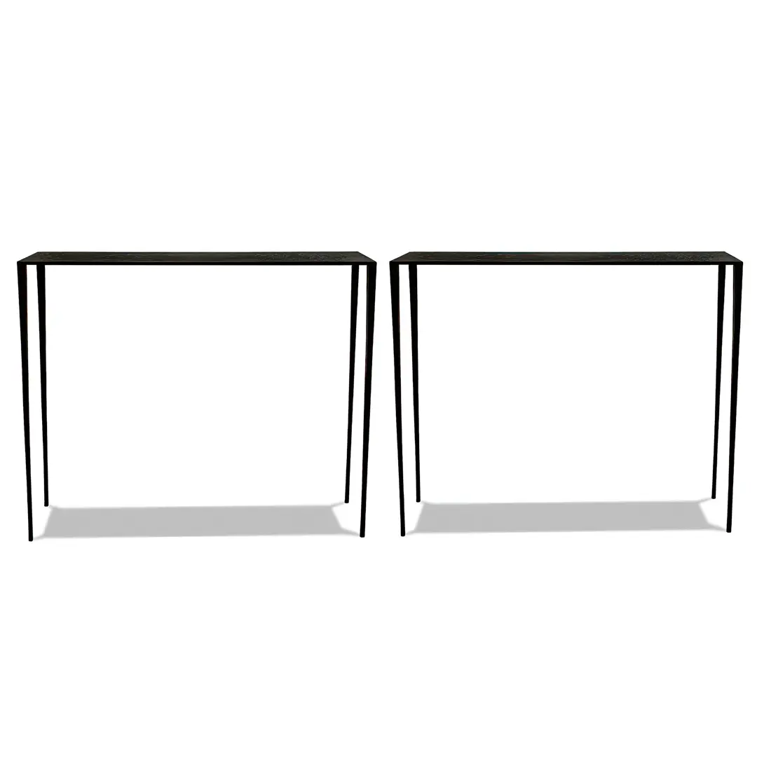 Pair of Important Black Brass Console Tables "Essenziali" by Lorenzo Ciompi, 2018 — image 1